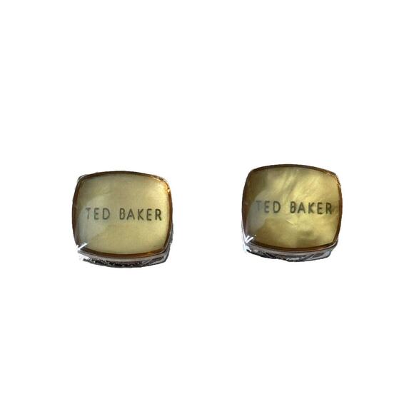 Ted Baker Cufflinks Yellow‎ Square Preppy Old Money Business Designer Vintage - Picture 1 of 5